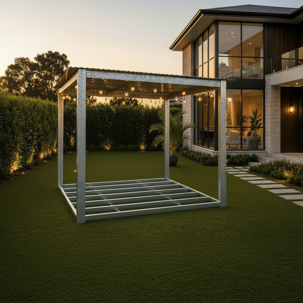 800x800 Steel Pergola Frame with Grid Base