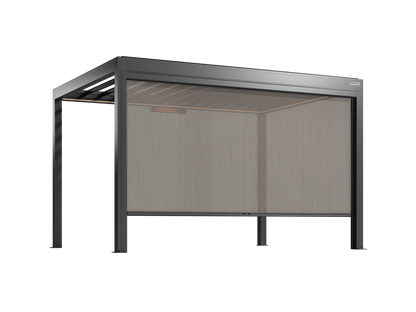 Black pergola with screens on a white background