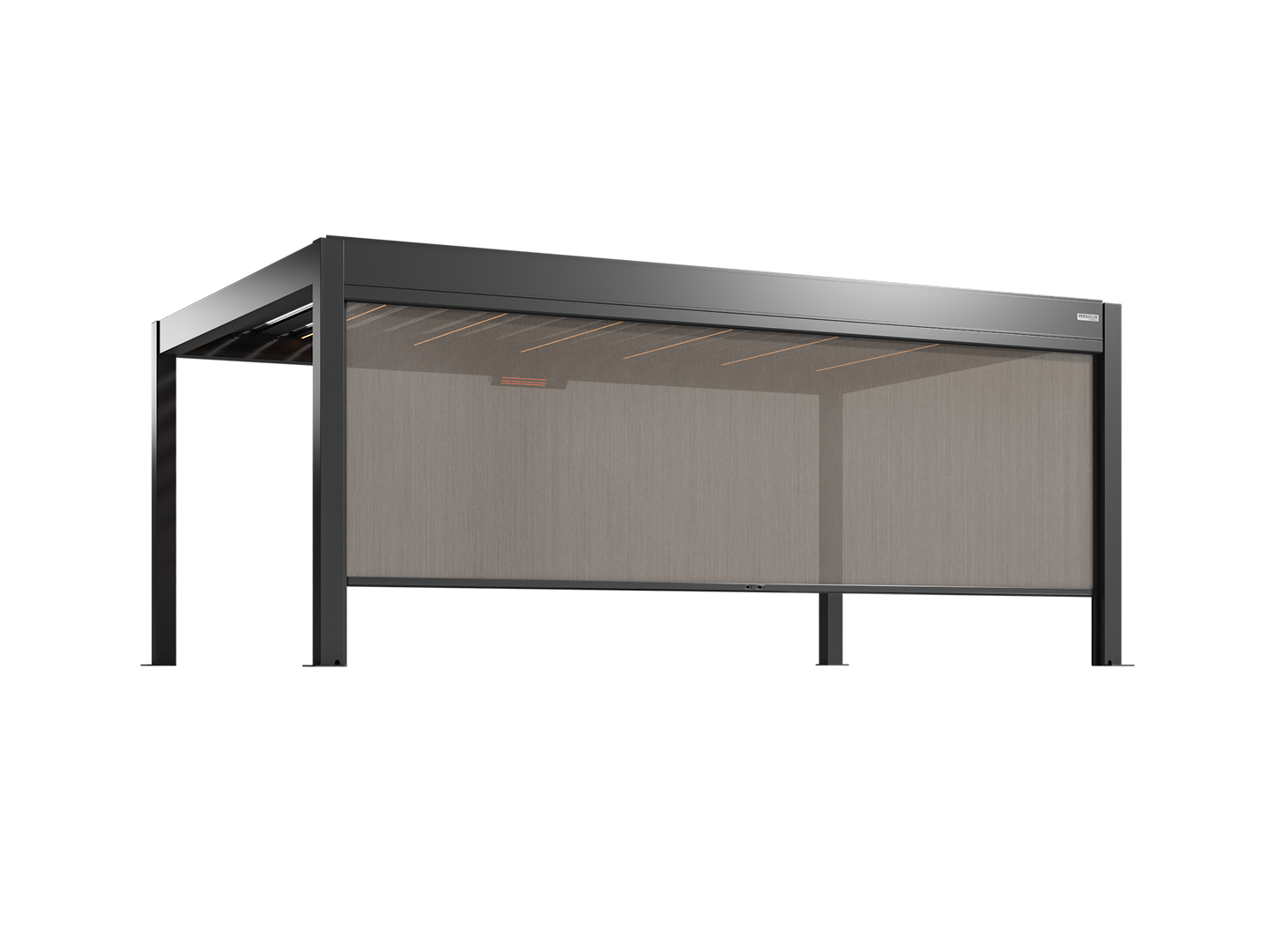 Black pergola with screens on a white background