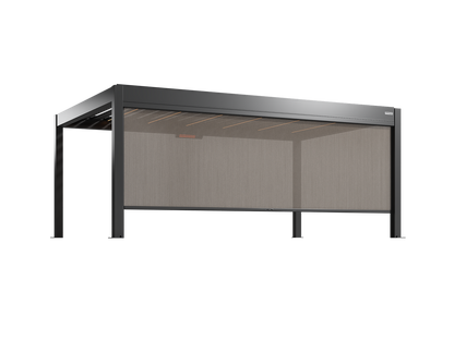 Black pergola with screens on a white background