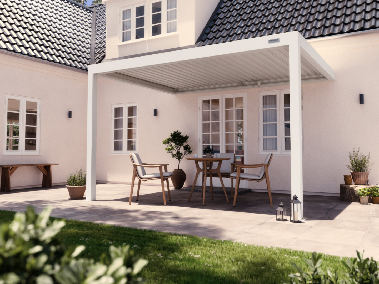 White Wall Mounted 3x4 Pergola