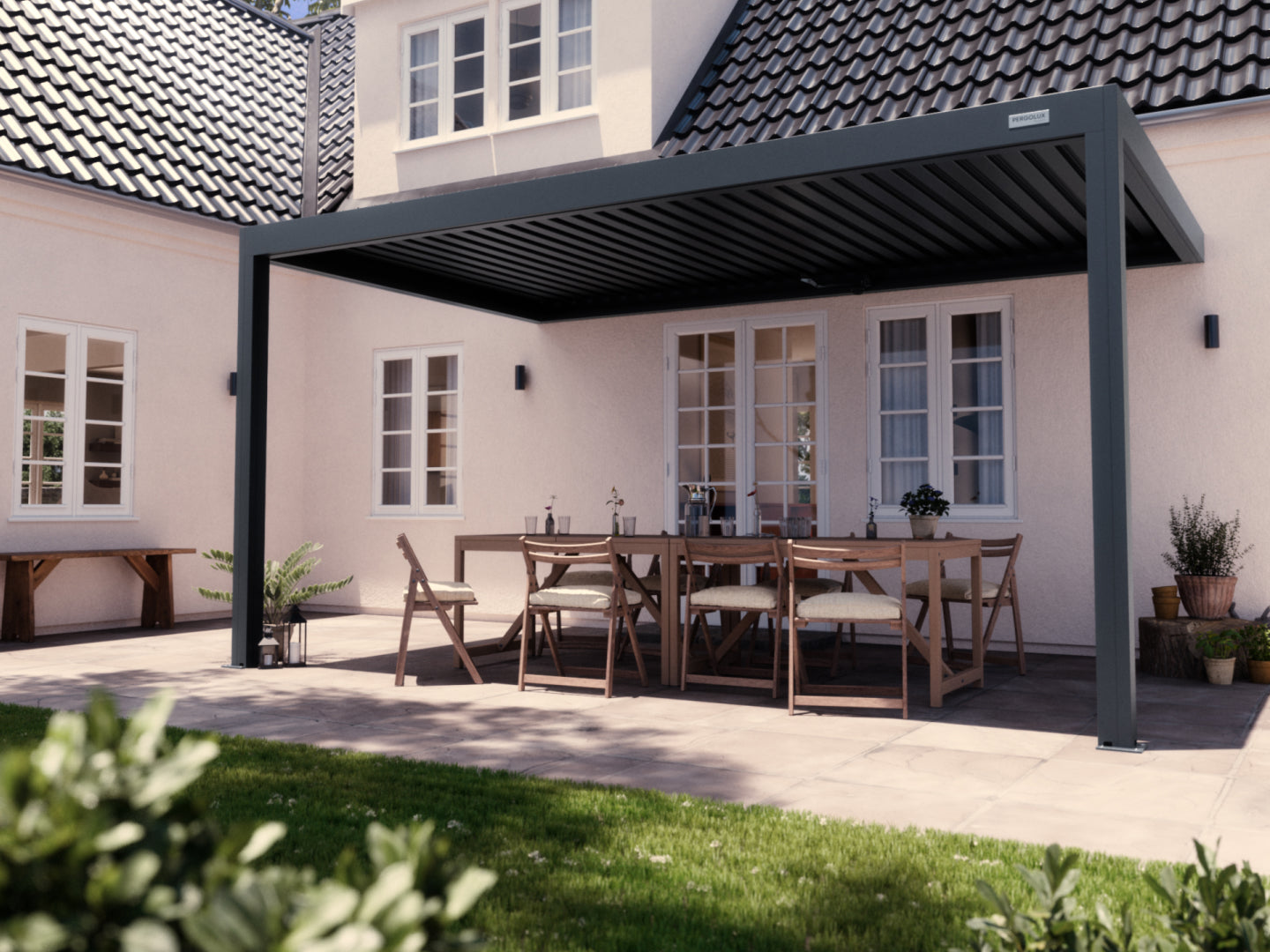Black Wall Mounted 3x5 Pergola