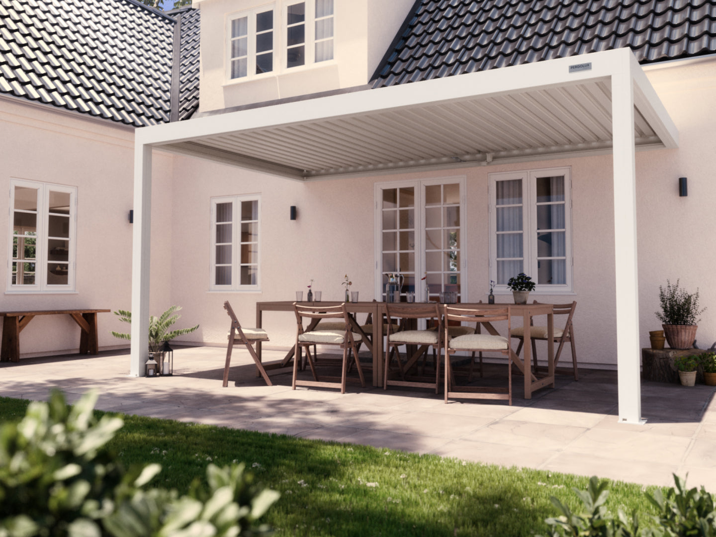 White Wall Mounted 3x5 Pergola