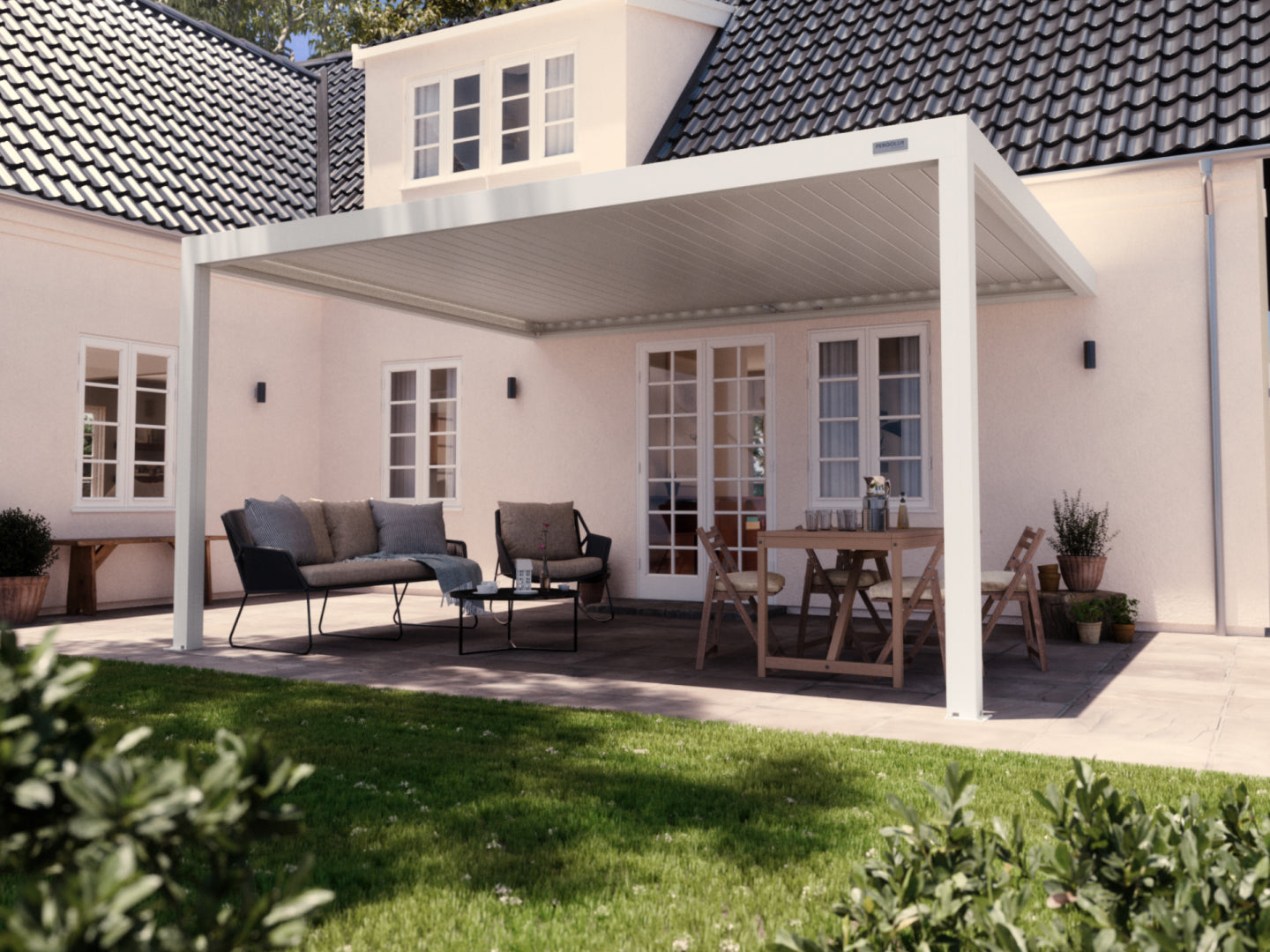 White Wall Mounted 4x5 Pergola