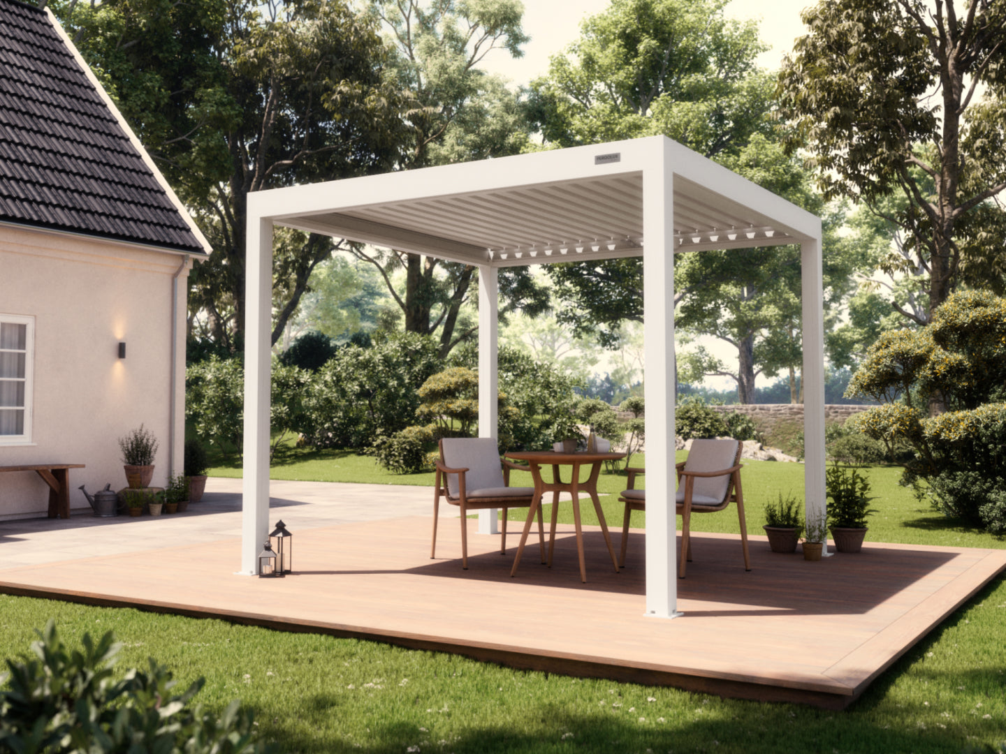 White Free Standing  3x3 Pergola