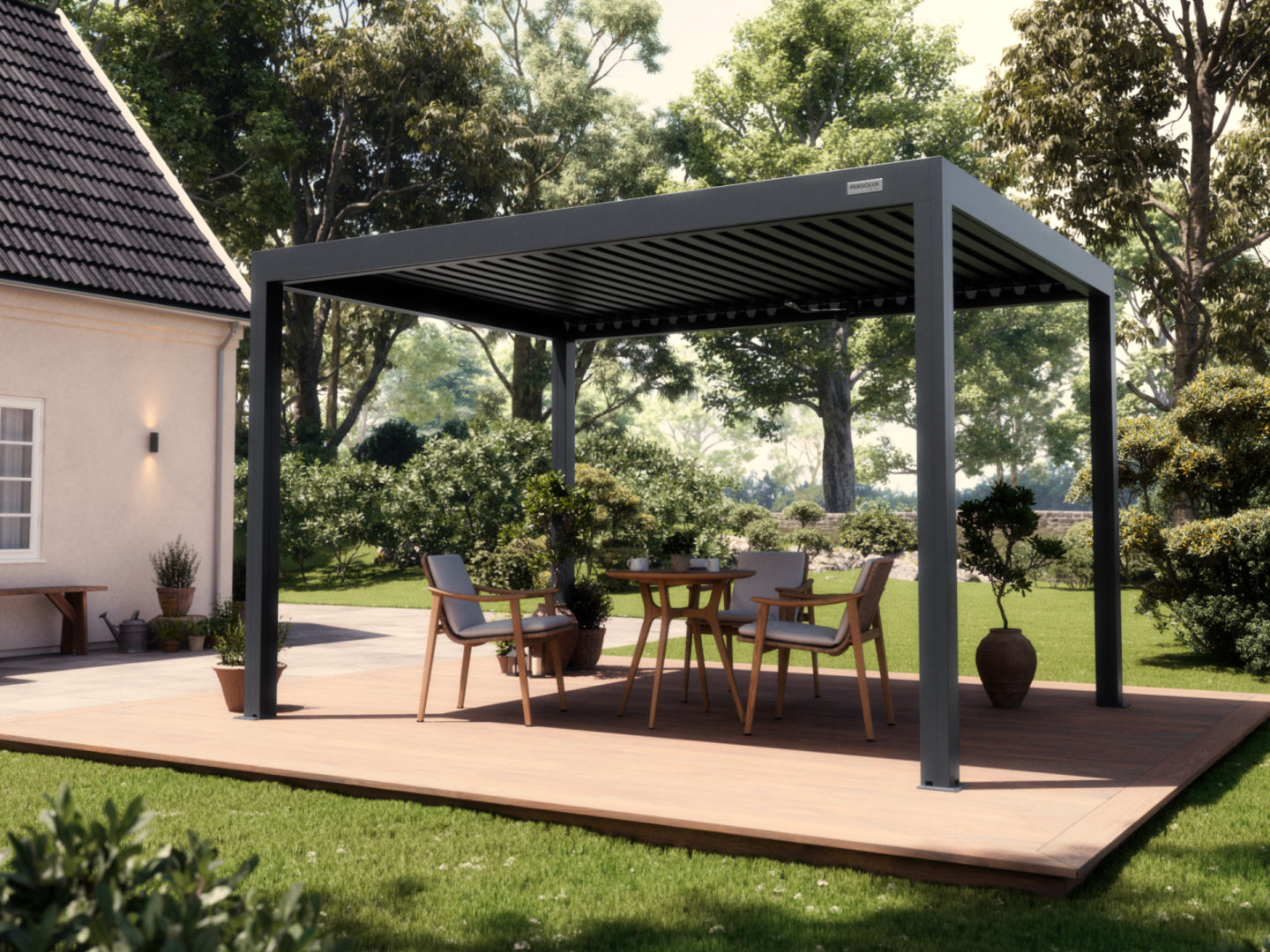 Black Free Standing  3x4 Pergola