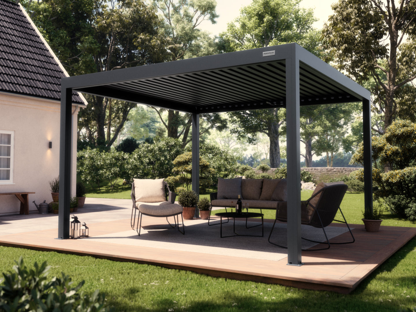 Black Free Standing  4x4 Pergola
