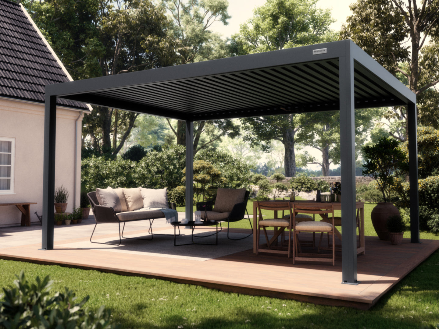Black Free Standing  4x5 Pergola