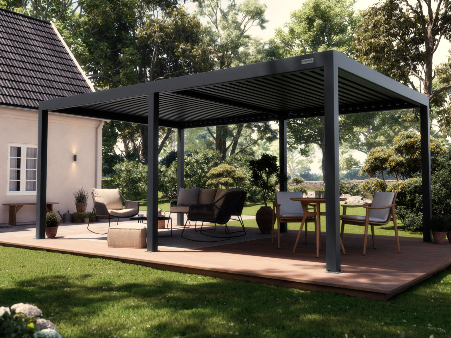 Black Free Standing  4x6 Pergola
