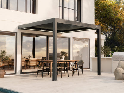 Black Wall mounted 3x3 pergola 