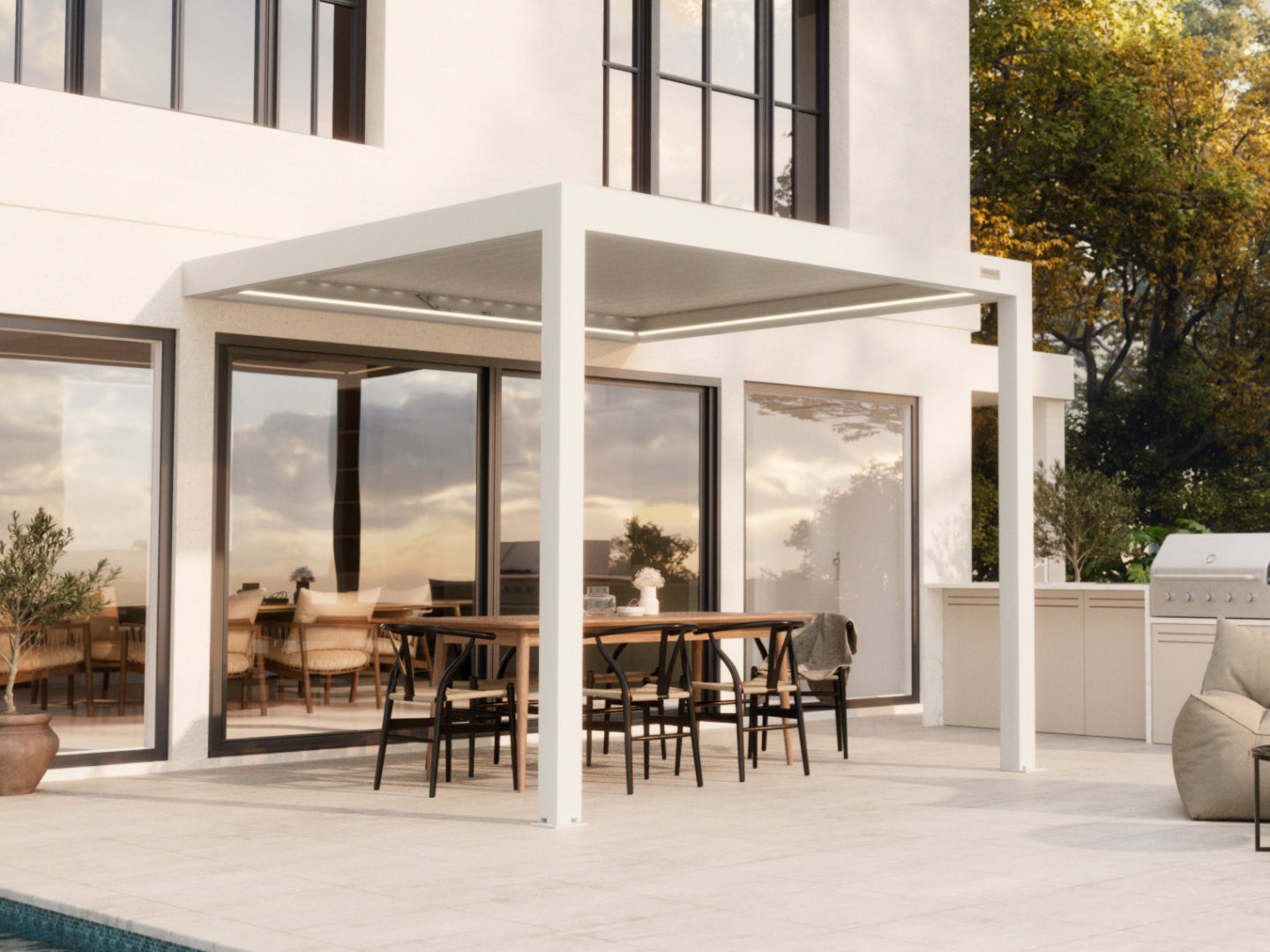White Wall mounted 3x3 pergola