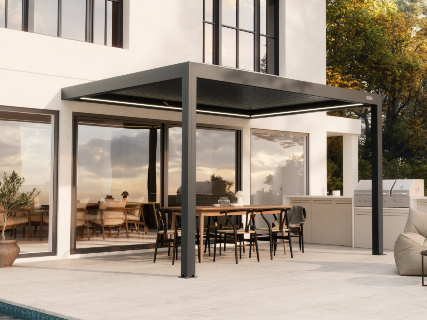 Black Wall mounted 3x4 pergola 