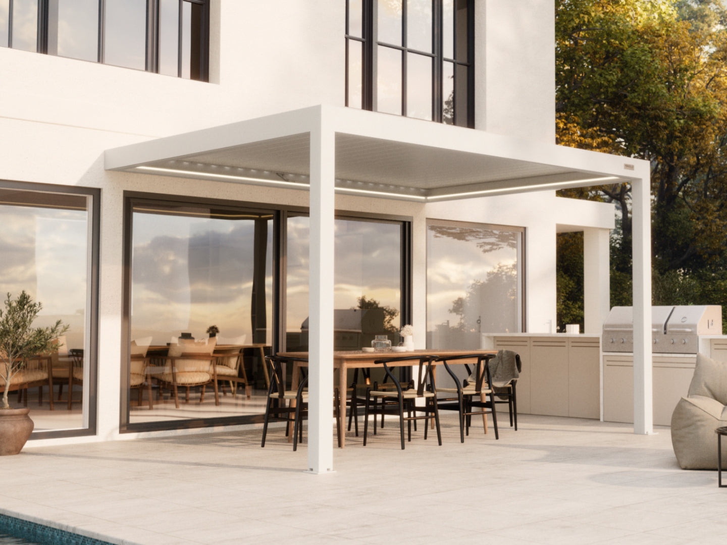 White Wall mounted 3x4 pergola