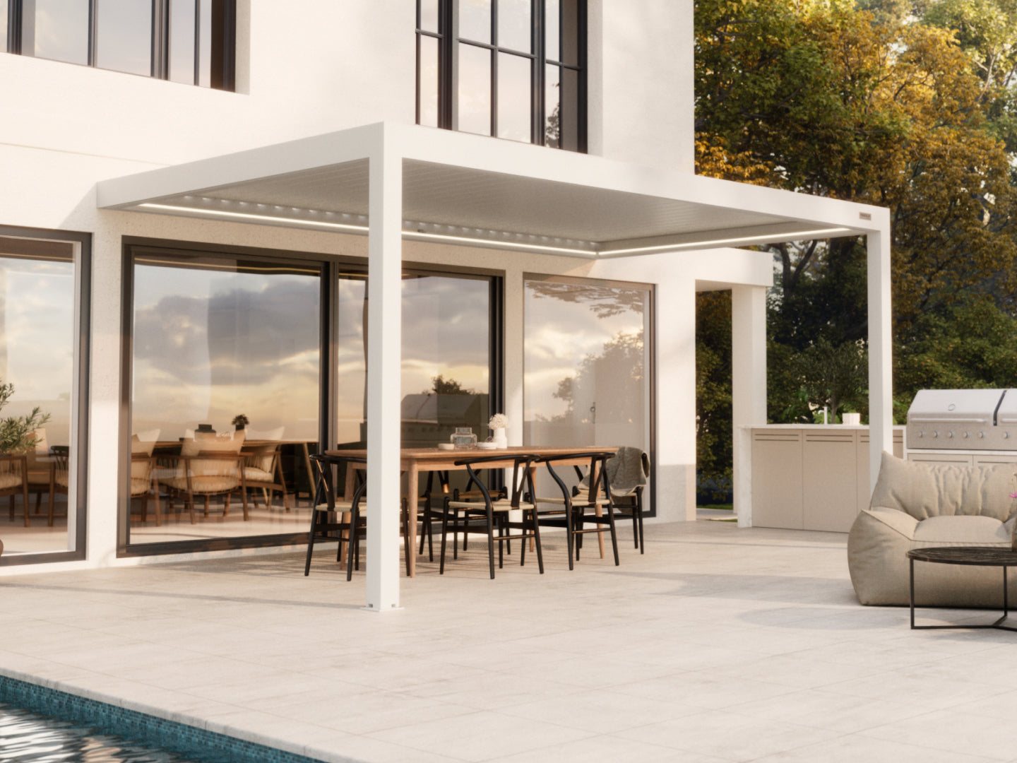 White Wall mounted 3x5 pergola