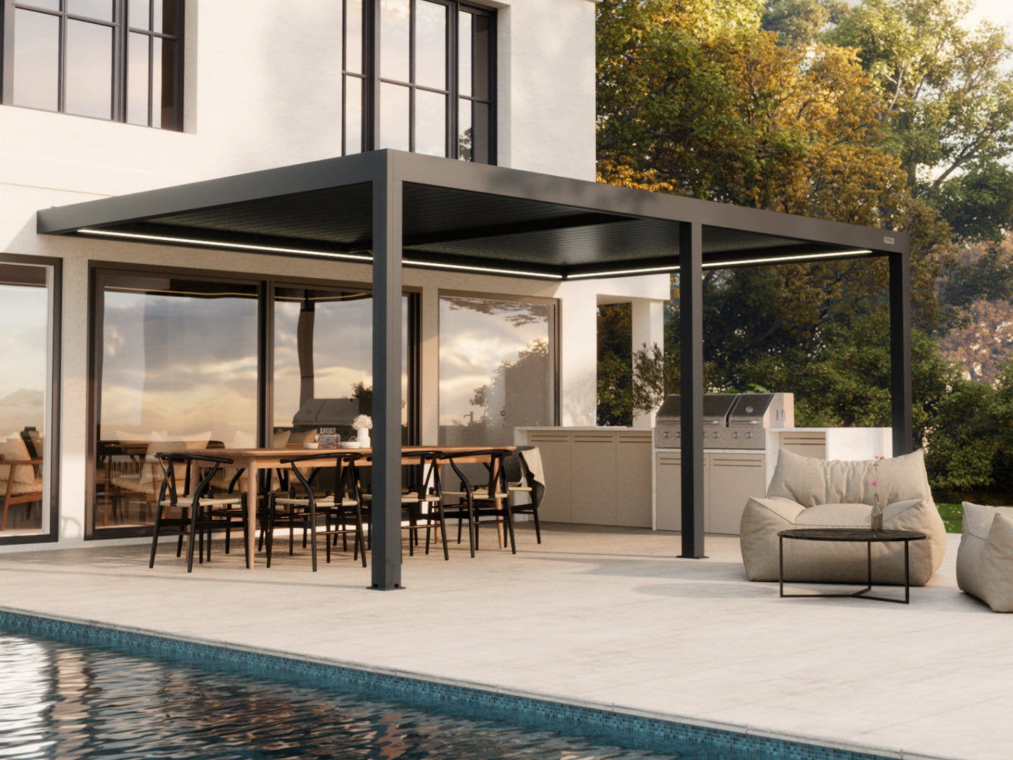 Black Wall mounted 4x6 pergola