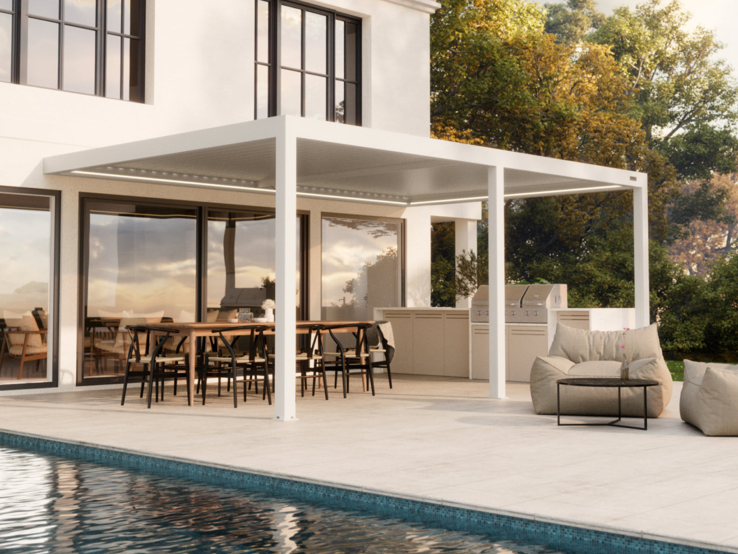 White Wall mounted 4x6 pergola