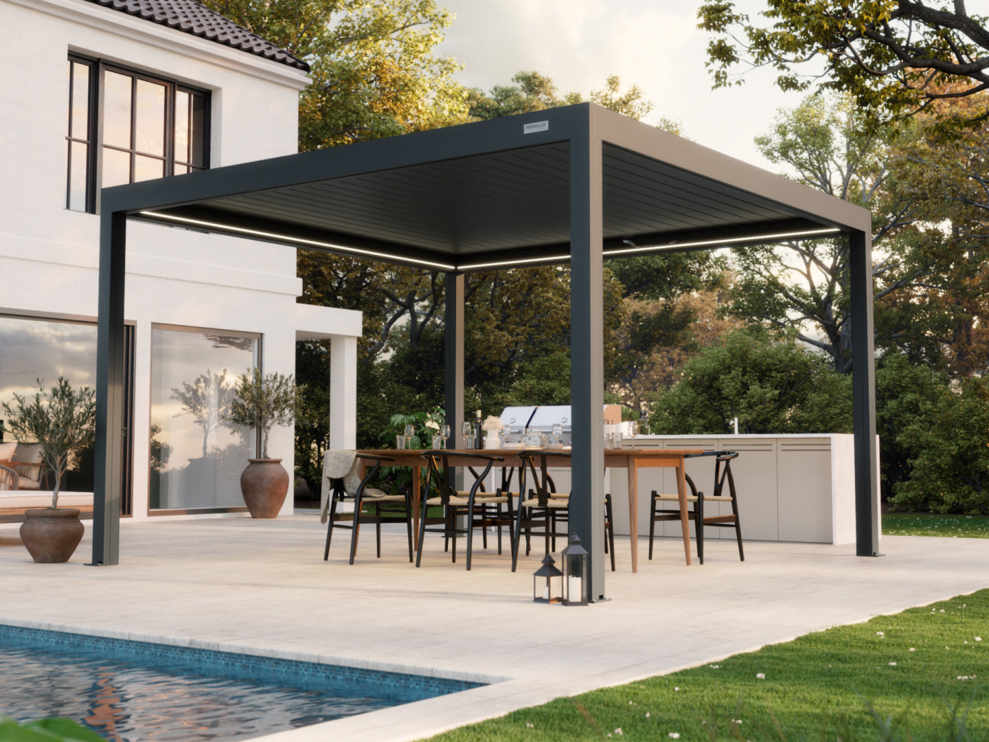 Black Free Standing 4x4 pergola 