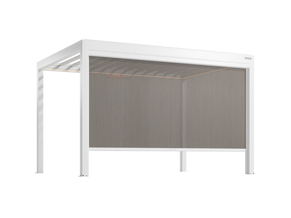White pergola with screens on a white background
