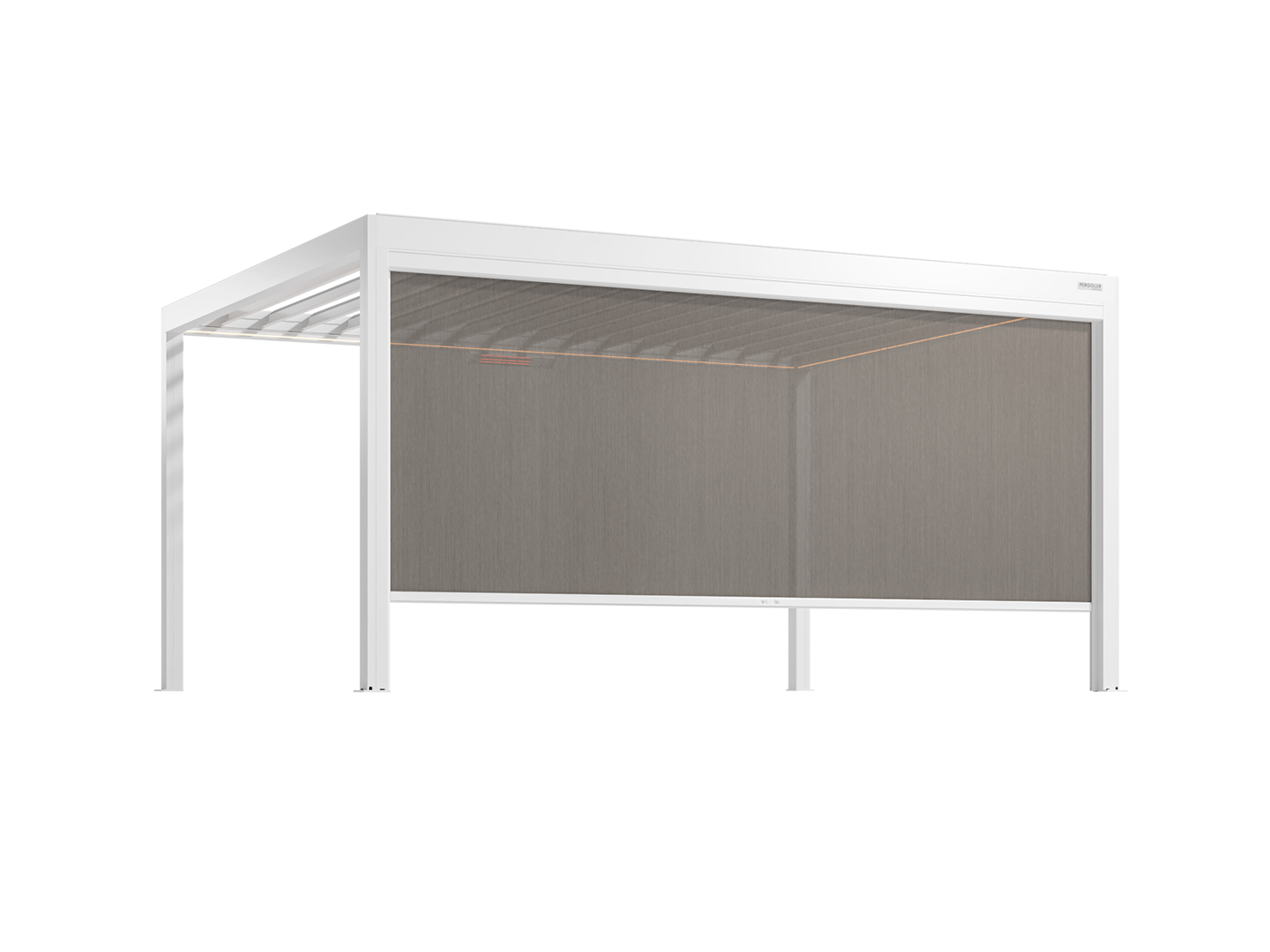 White pergola with screens on a white background