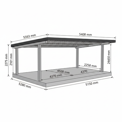 Double Carport Dimension Diagram