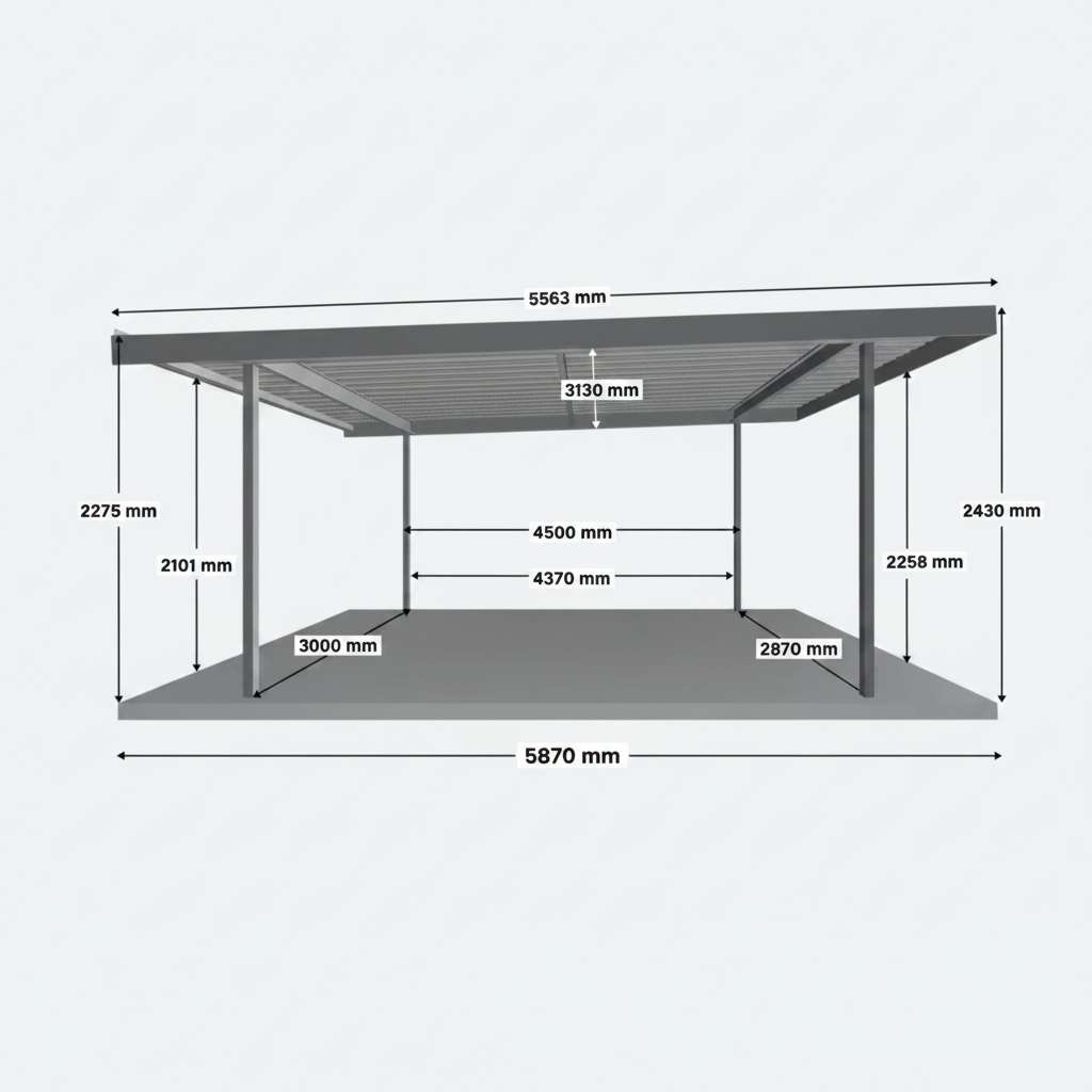 Single Carport Dimension Diagram