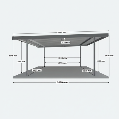 Single Carport Dimension Diagram