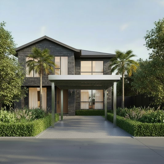 Steel Carport Dark Stone Luxury Home